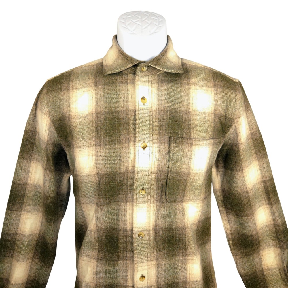 REISS Men S Plaid Wool Blend Long Sleeve Button Up Shirt Regular Fit